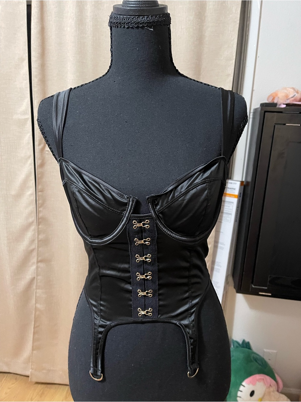 Black Satin Underwire Bustier Corset Top